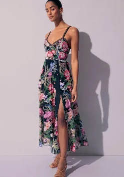 Iraso Long Dress Black Botanical