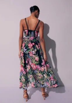Iraso Long Dress Black Botanical