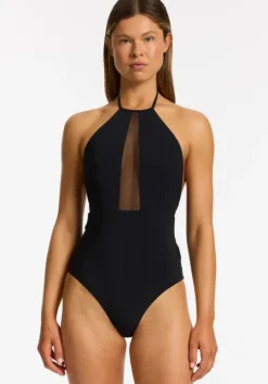 Jetset Lure High Neck Swimsuit Black