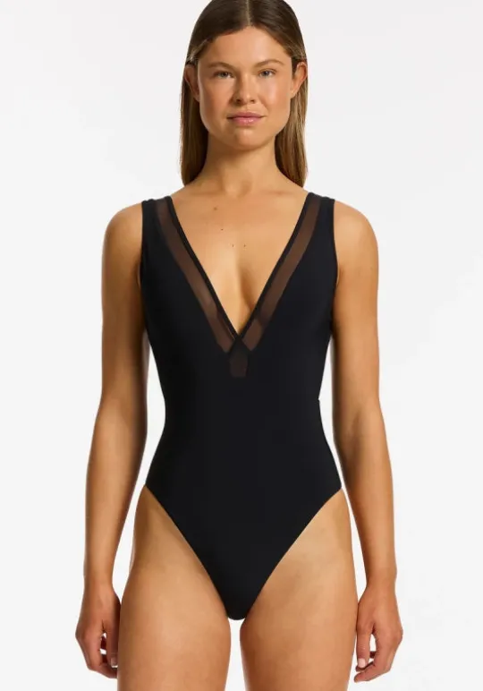 Jetset Lure Plunge Swimsuit Black