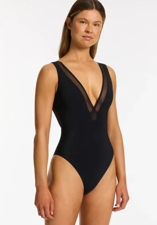 Jetset Lure Plunge Swimsuit Black