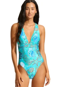 La Mer Cross Back Swimsuit Blue