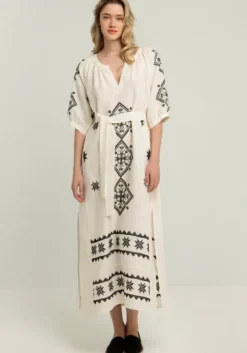 Lefkada Belted Midi Dress Natural