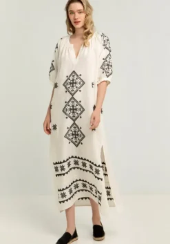 Lefkada Belted Midi Dress Natural