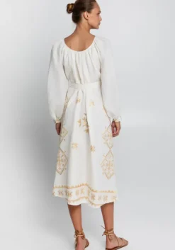 Lefkada Scoop Neck Midi Dress White