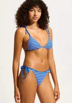Mesh Effect Triangle Bikini Azure
