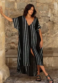 Metallic Striped Kaftan