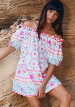 Mexican Embroidered Off Shoulder Dress