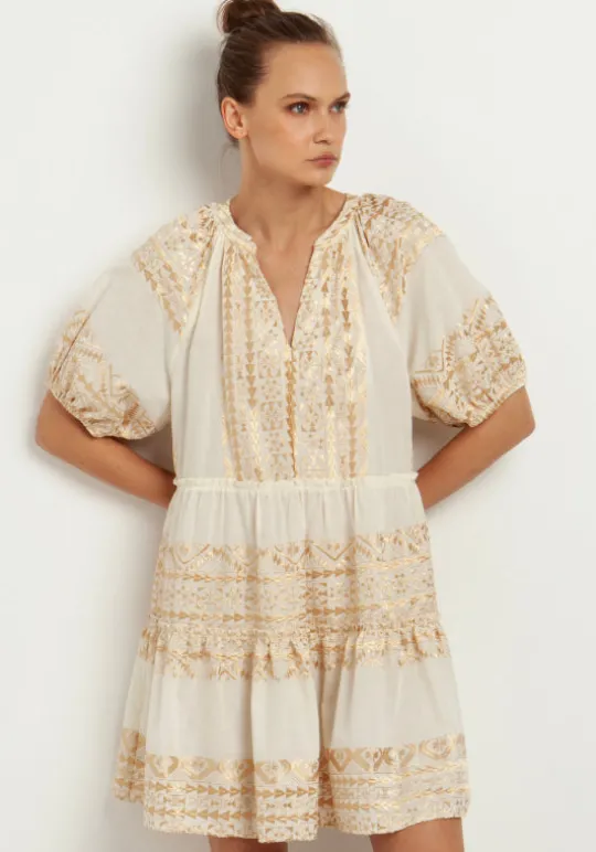 Mini Dress with Triangle Embroidery