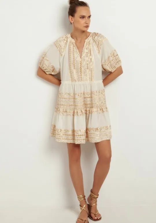 Mini Dress with Triangle Embroidery