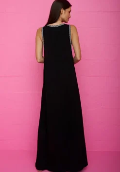 Monochrome Tassel Slit Dress
