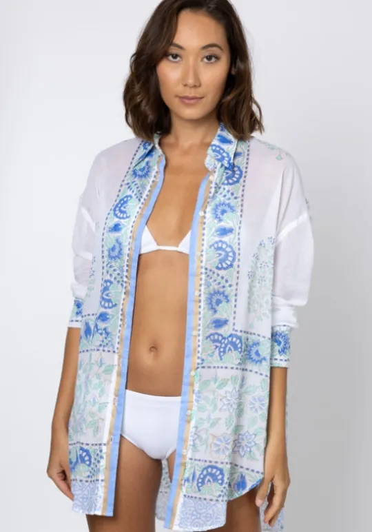 Paisley Block Print Shirt Periwinkle