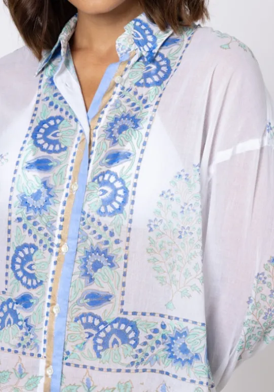Paisley Block Print Shirt Periwinkle