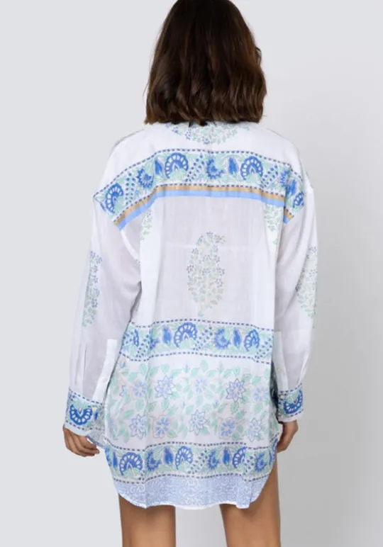 Paisley Block Print Shirt Periwinkle