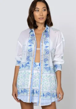 Paisley Block Print Shirt Periwinkle