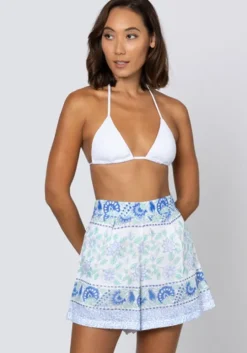 Paisley Block Print Shorts Periwinkle