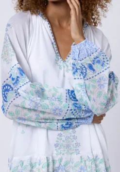 Paisley Print Frill Dress Periwinkle