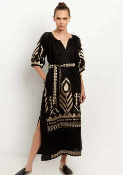 Peacock Maxi Kaftan Black