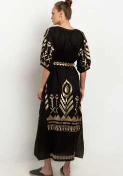 Peacock Maxi Kaftan Black