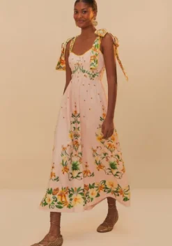 Pink Botanical Beauty Laces Midi Dress