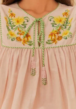 Pink Botanical Beauty Long Sleeve Blouse