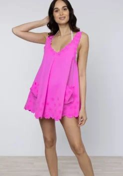 Poplin Low Back Dress Indian Pink