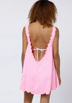 Poplin Low Back Dress Pink Grapefruit