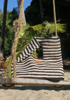 Raffia Stripe Basket Bag
