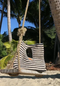 Raffia Stripe Basket Bag