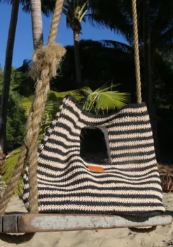 Raffia Stripe Basket Bag