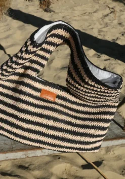 Raffia Stripe Basket Bag
