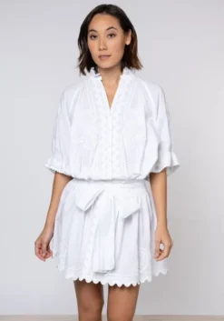 Ric Rac Blouson Dress White