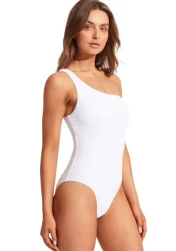 Seadive One Shoulder Swimsuit White
