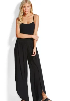 Shirred Waist Wrap Pants