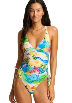 South Pacific Drawstring Swimsuit