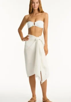 Sunset Frayed Sarong White