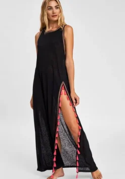 Tassel Slit Dress Black