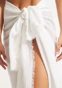 Textured Cotton Beach Wrap Sarong White