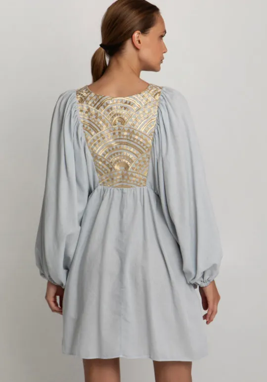 Triangle Long Sleeve Mini Dress Grey