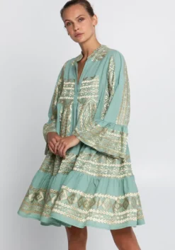 Triangle Long Sleeved Mini Dress Green