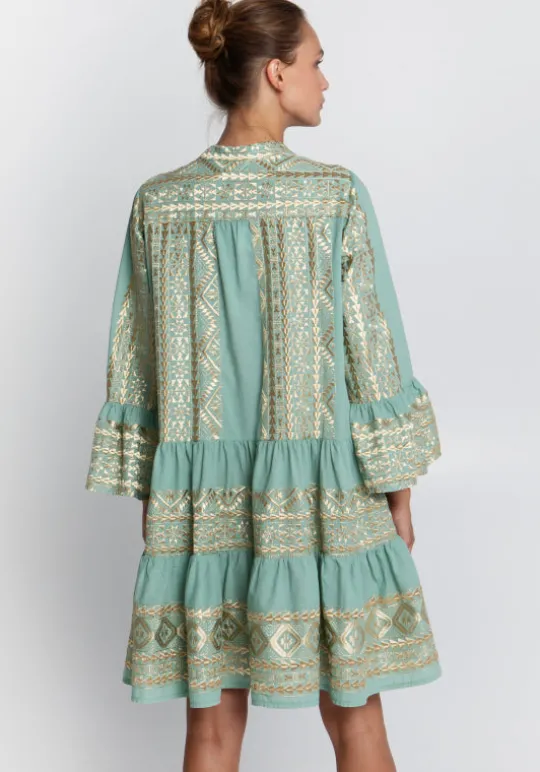 Triangle Long Sleeved Mini Dress Green
