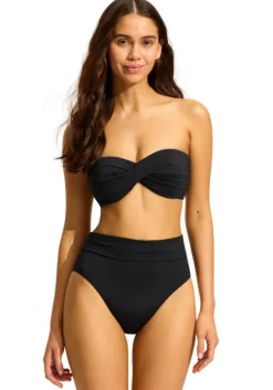 Twist Bandeau High Waist Bikini Black