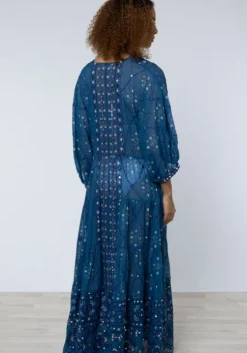 V Neck Loose Dress Mosaic Peacock