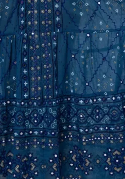 V Neck Loose Dress Mosaic Peacock
