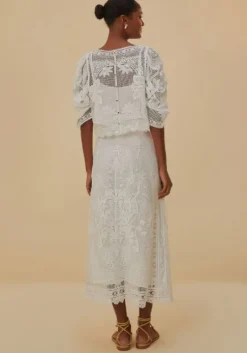 White Guipure Midi Skirt